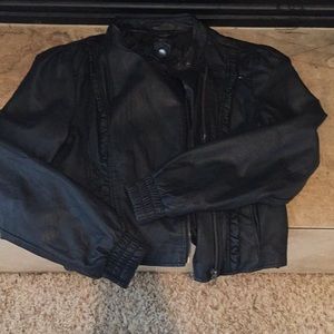 Black Real Leather Crop Jacket!